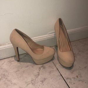 Suede nude heels